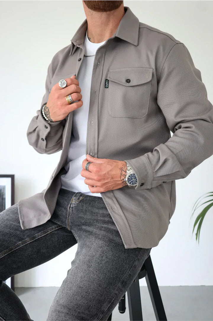 Men's Slim Fit Overshirt with Chest Pockets - Vest