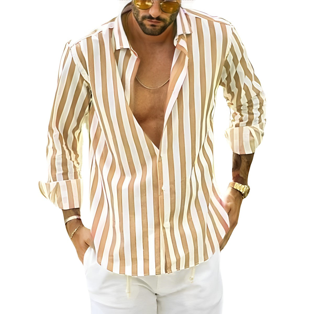 Nickos men's striped polo shirt