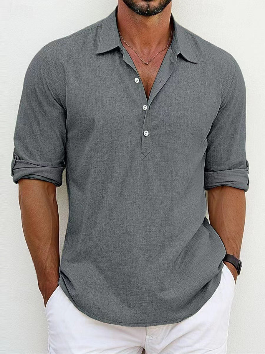 Notched Lapel Button Shirt for Men
