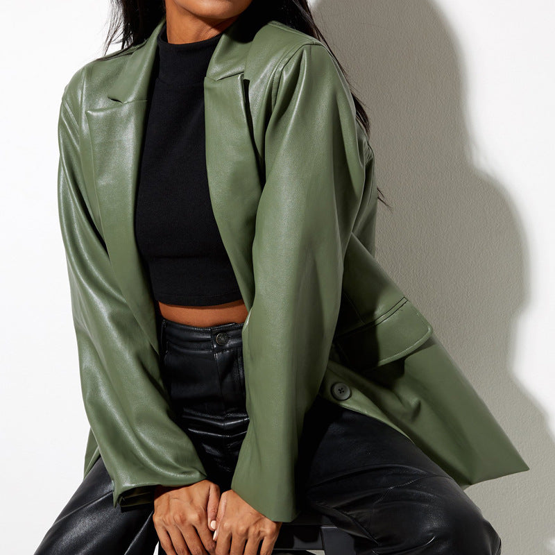 Amrinde | Elegant Blazer Made From Faux Leather