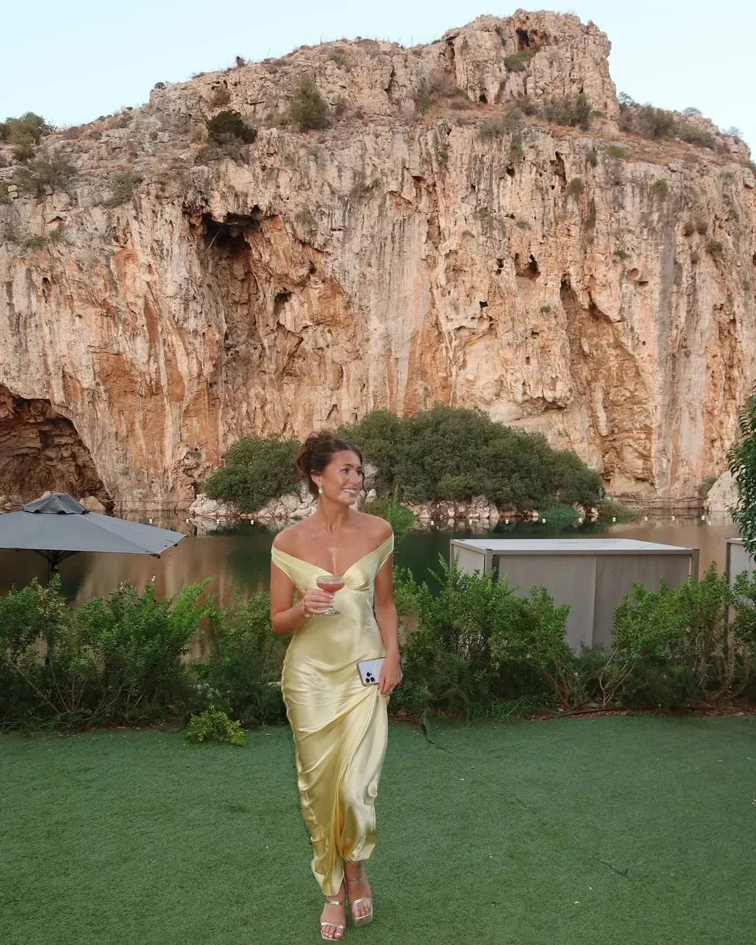 Off Shoulder Yellow Maxi Dress for Women