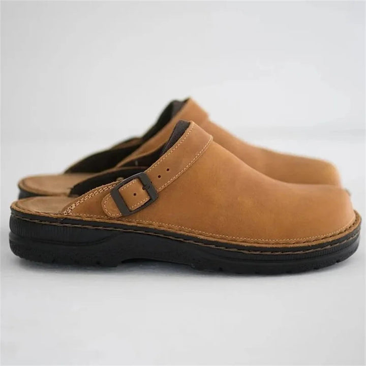 Orthopaedic Leather Slippers For Men With Arch Support