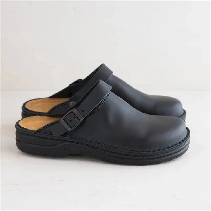 Orthopaedic Leather Slippers For Men With Arch Support
