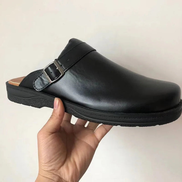 Orthopaedic Leather Slippers For Men With Arch Support