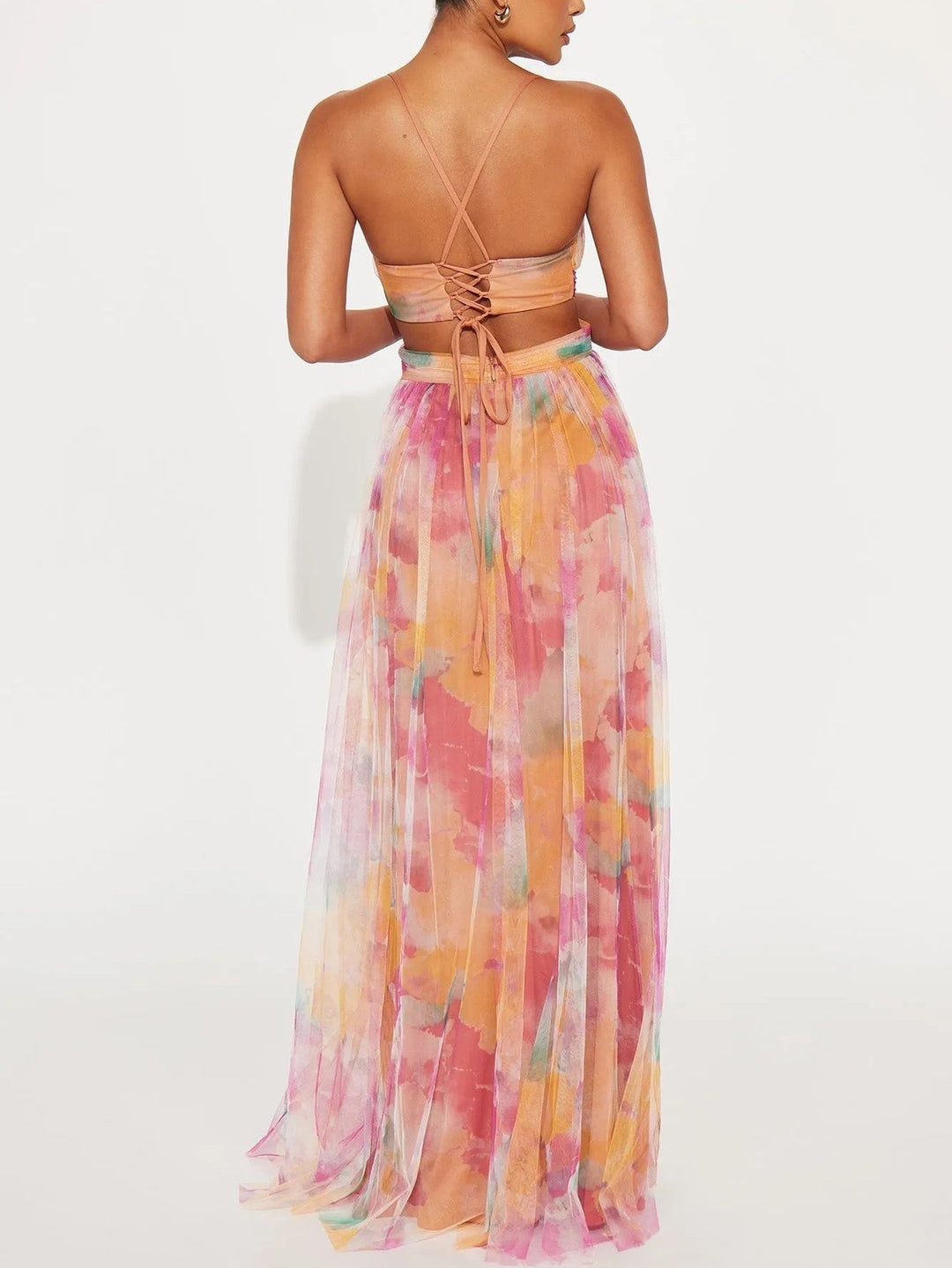 Painted Floral A-Line Maxi Dress for Women