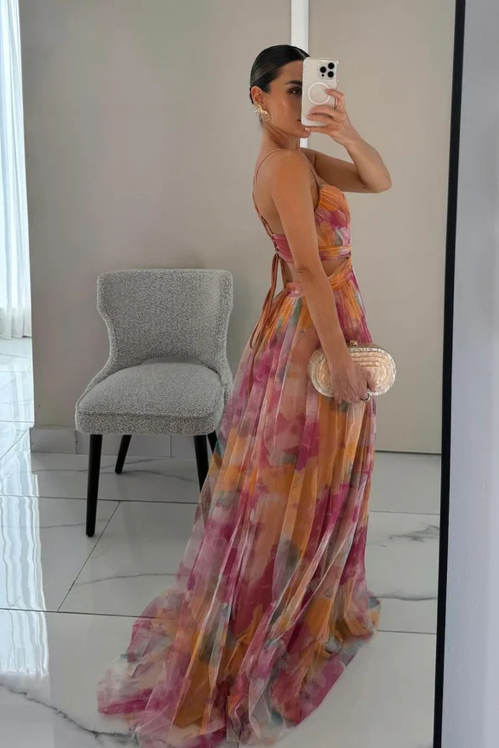 Painted Layered Maxi Dress for Women