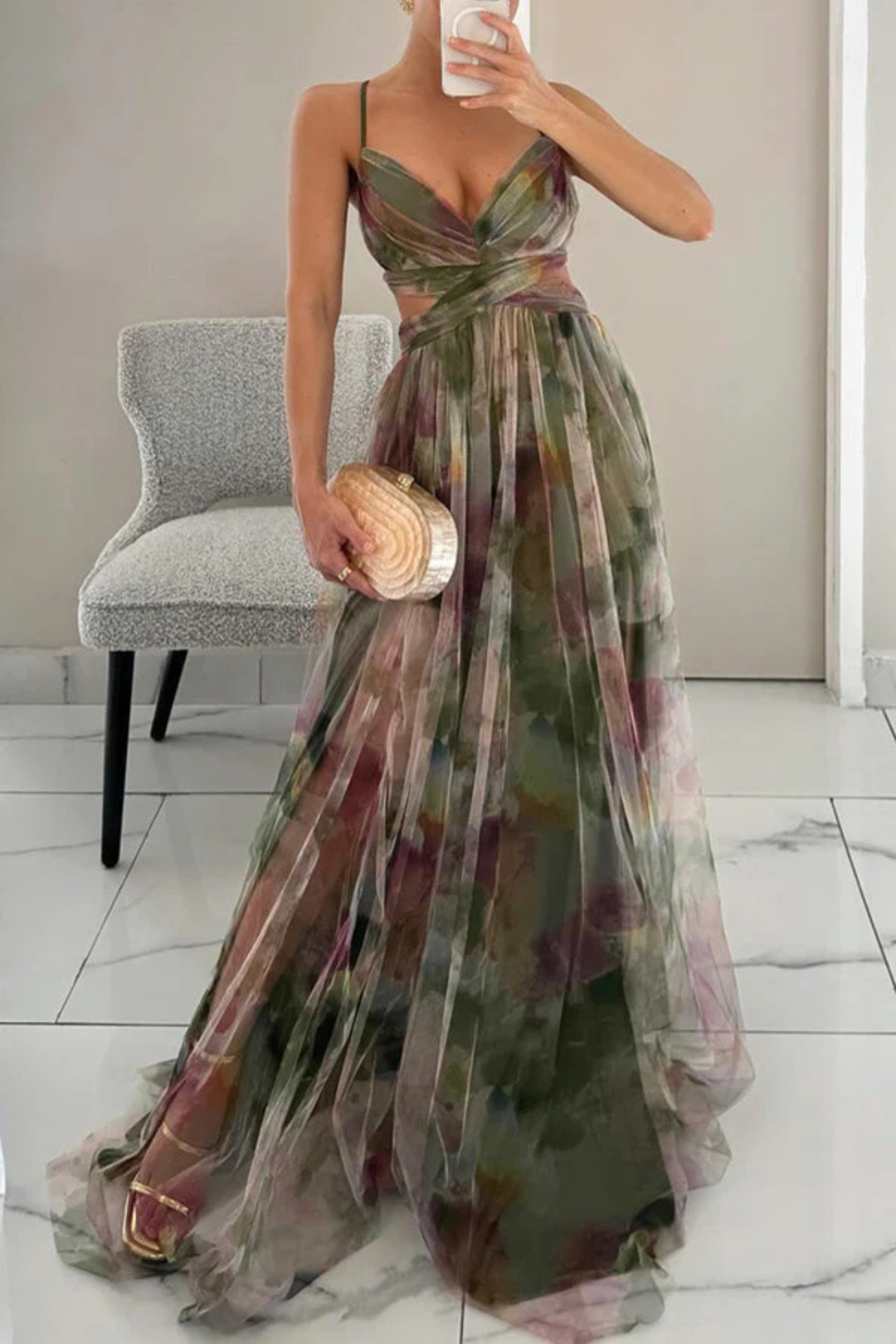 Painted Layered Maxi Dress for Women