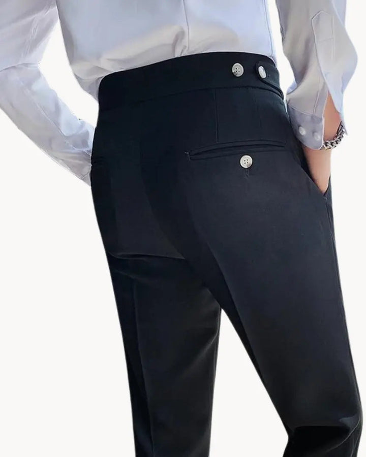 Pleated Trousers with Adjustable Waistband for Men