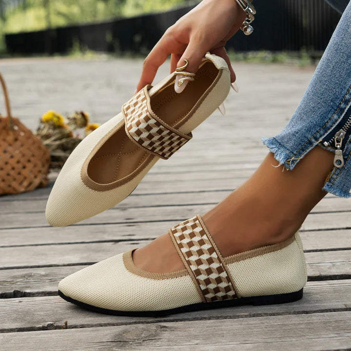 Pointed Toe Elastic Strap Flats for Women