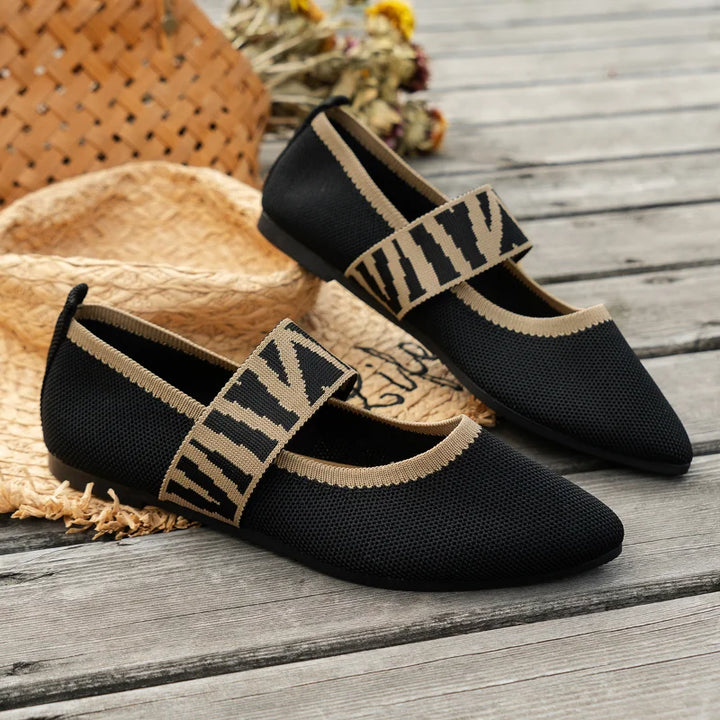 Pointed Toe Elastic Strap Flats for Women
