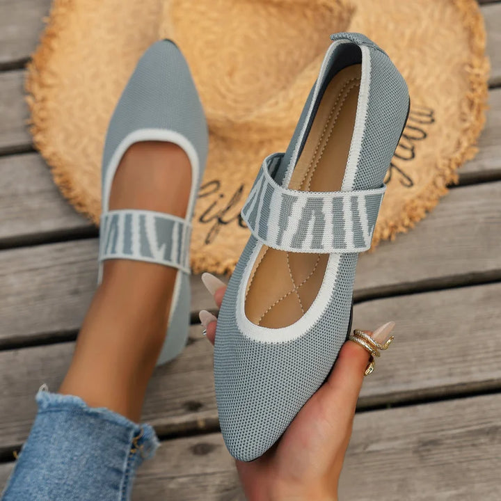 Pointed Toe Elastic Strap Flats for Women