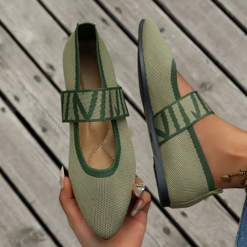 Pointed Toe Elastic Strap Flats for Women