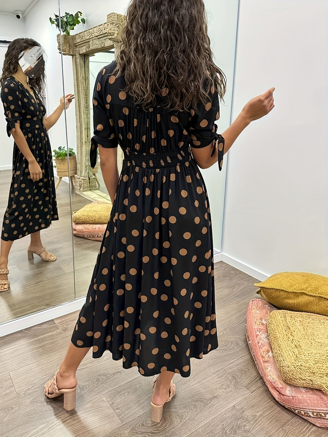 Polka Dot Midi Dress Women