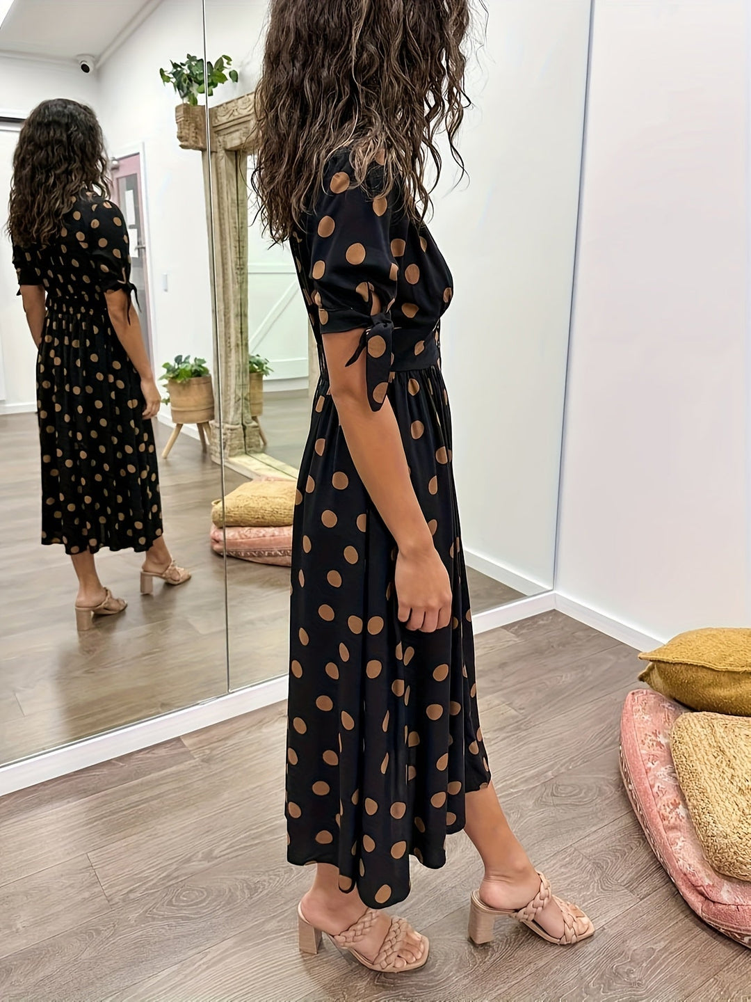 Polka Dot Midi Dress Women