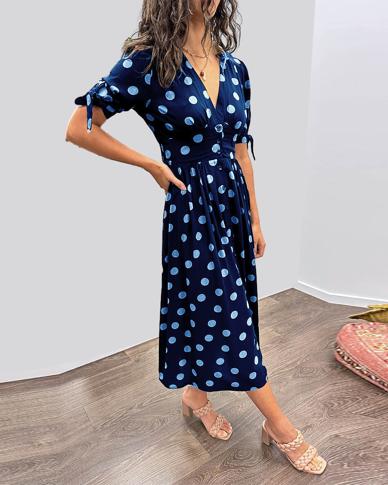 Polka Dot Midi Dress Women