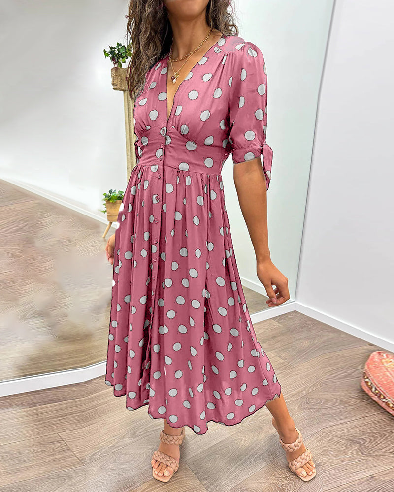 Polka Dot Midi Dress Women