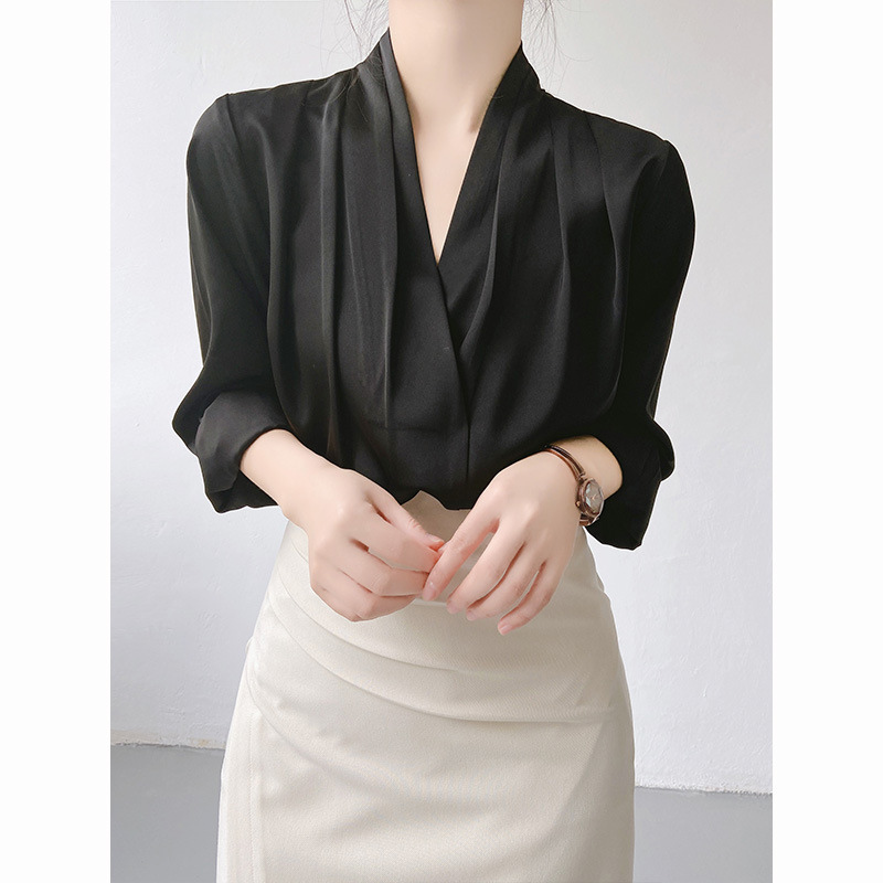 Puff Sleeve V-Neck Blouse for Women