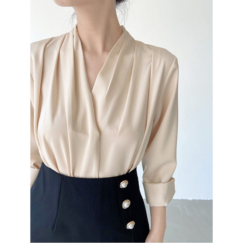 Puff Sleeve V-Neck Blouse for Women