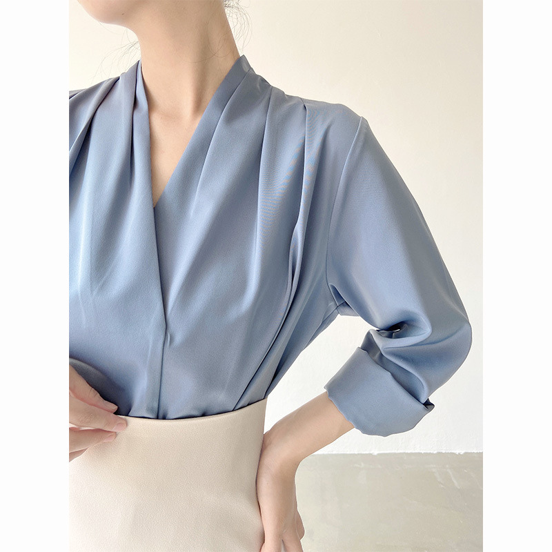Puff Sleeve V-Neck Blouse for Women