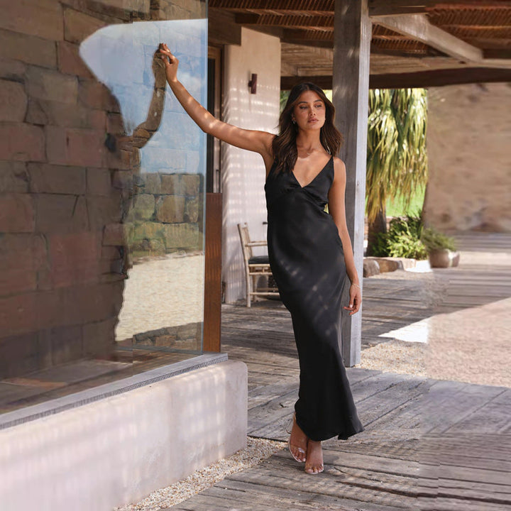 Satin Look Maxi Dress Women