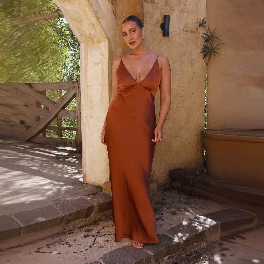 Satin Look Maxi Dress Women