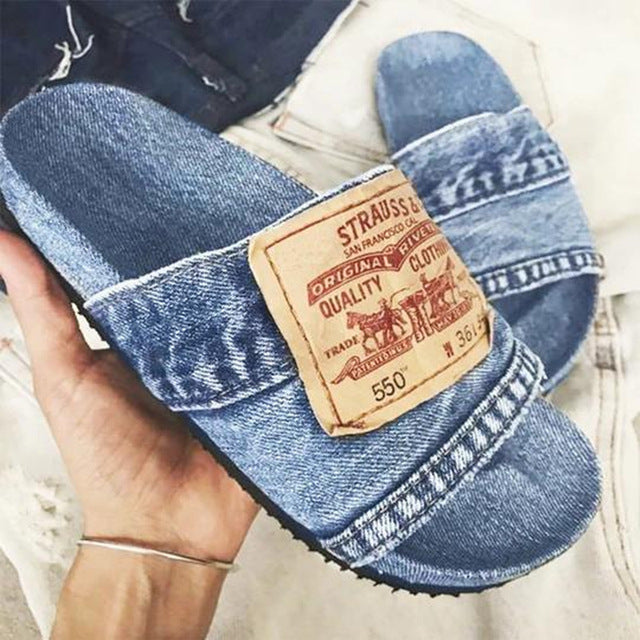Without denim slippers for women