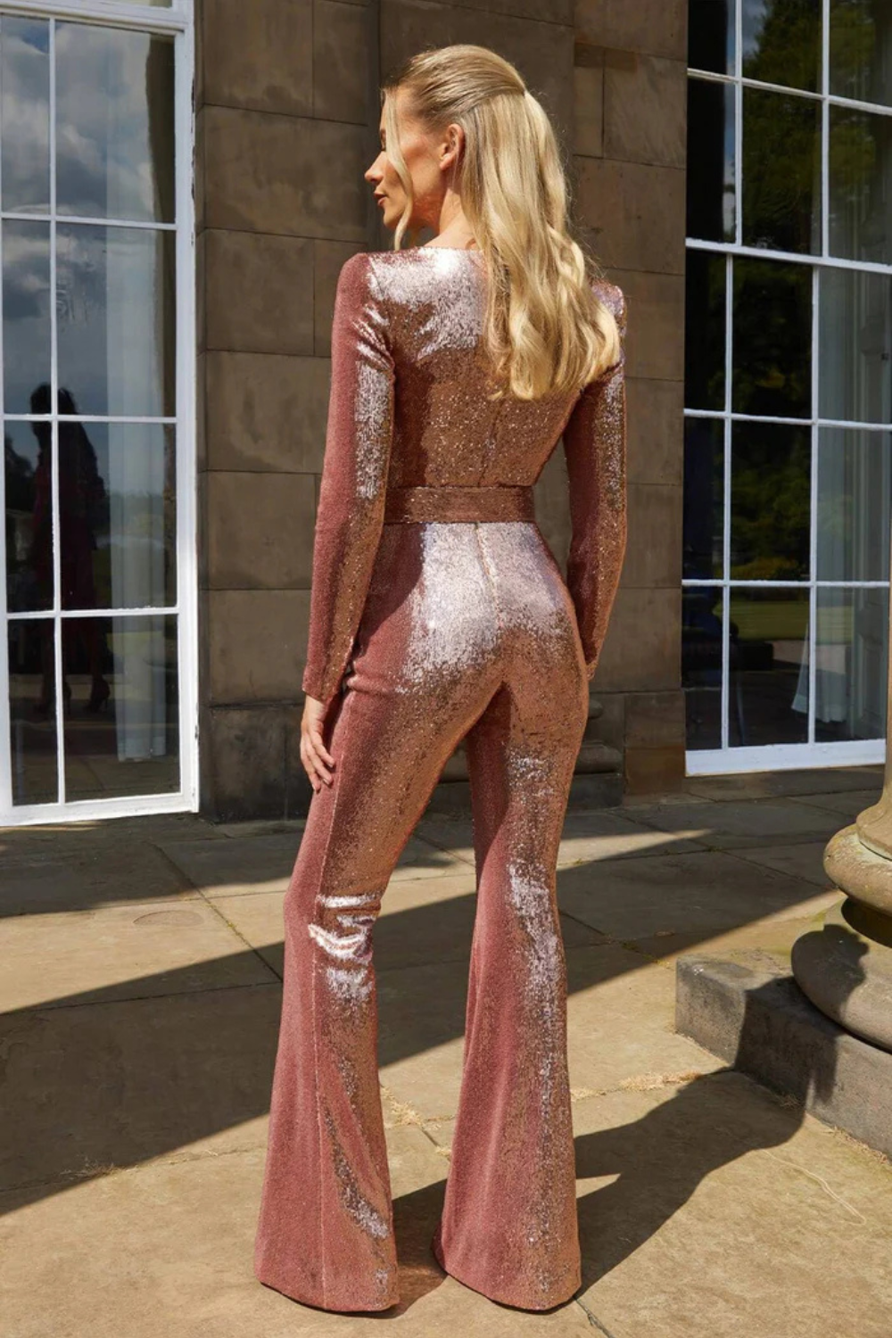 Sequin Belted Jumpsuit for Women