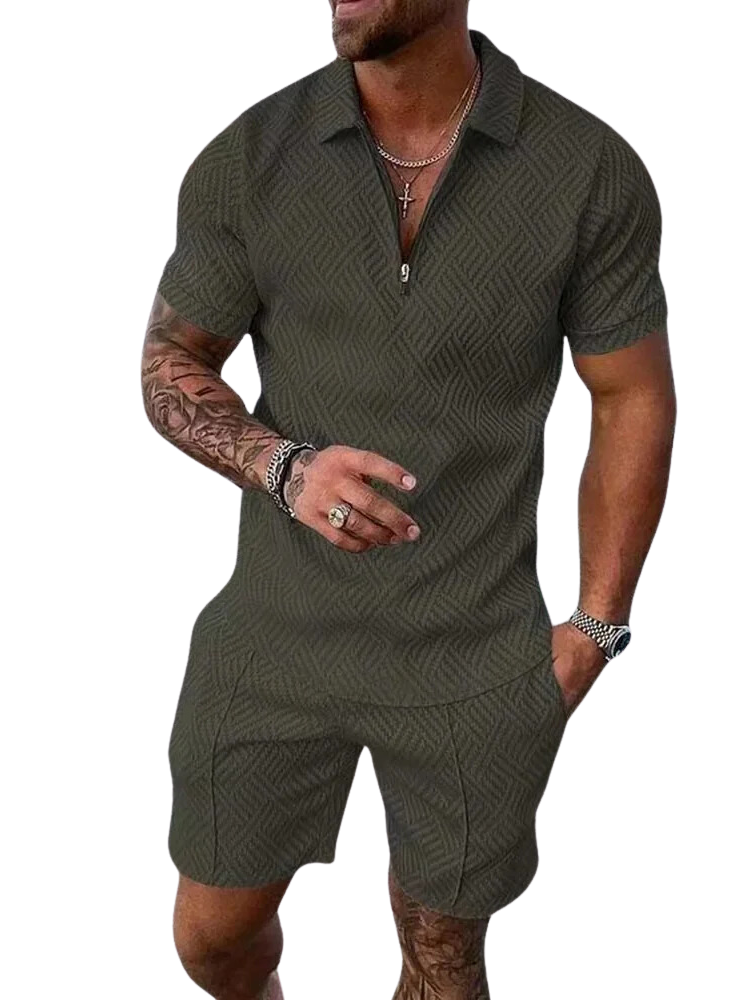 Short-Sleeve Polo and Shorts Set for Men