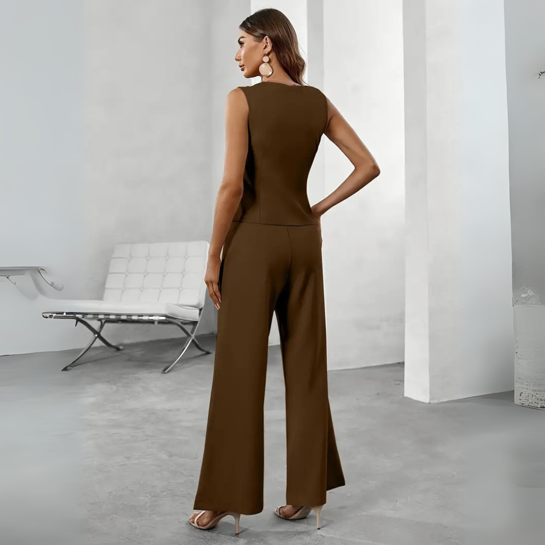 Sleeveless Suit Set Women - Woven Surface