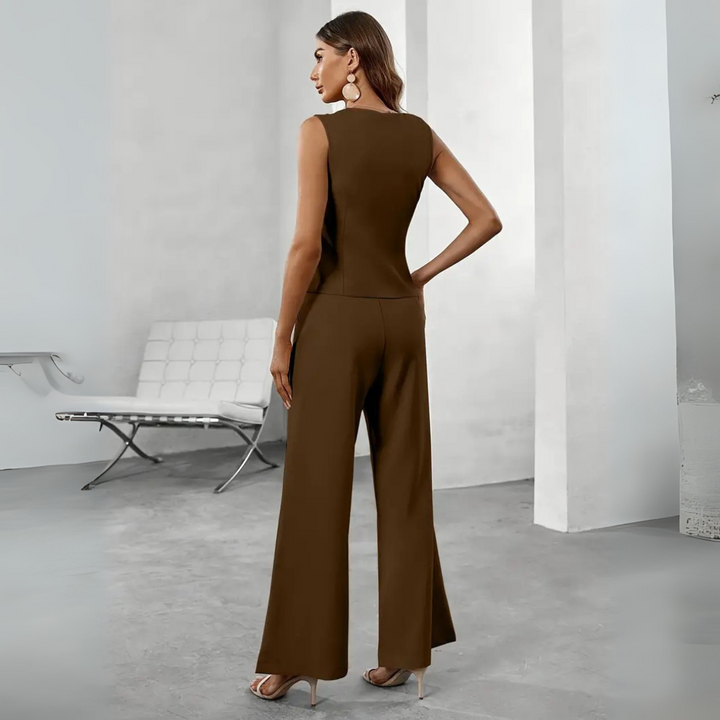 Sleeveless Suit Set Women - Woven Surface