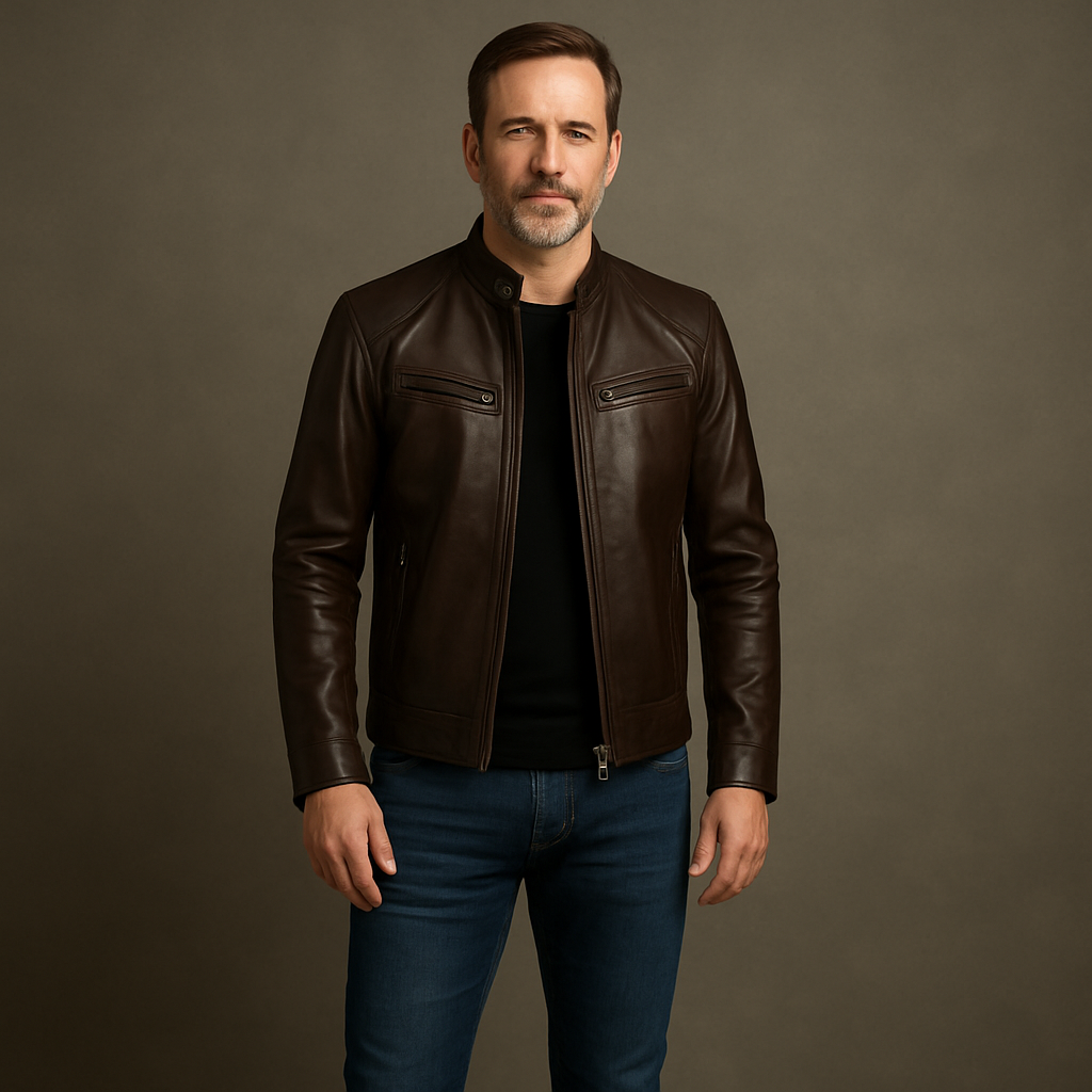 Slim-Cut Leather Jacket for Men