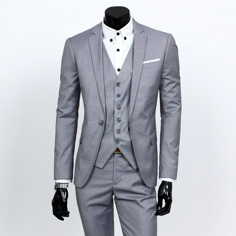 Slim Fit Three-Piece Suit for Men