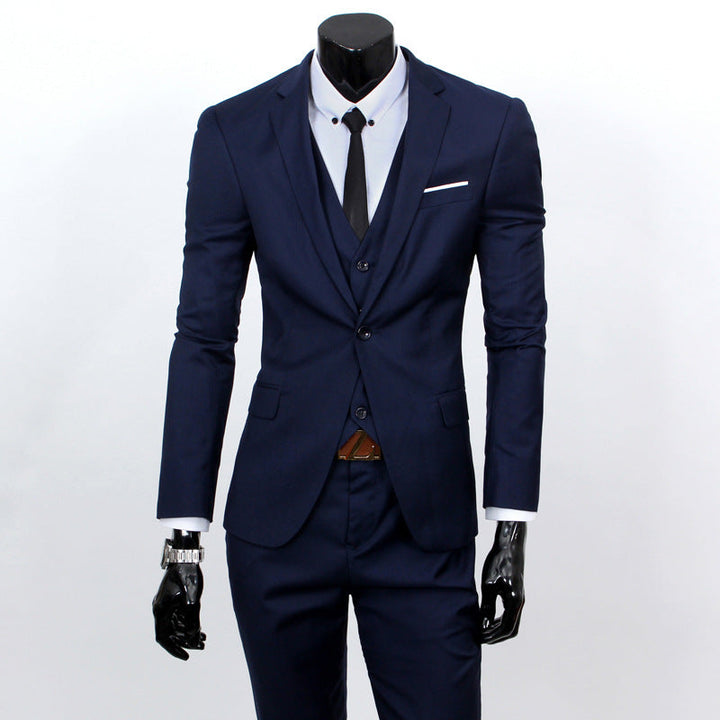 Slim Fit Three-Piece Suit for Men