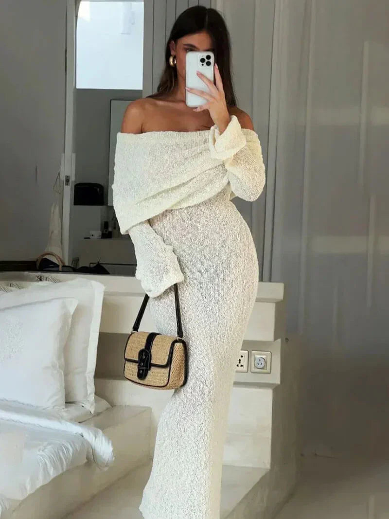 Anouk | Off Shoulder Knit Maxi Dress For Women