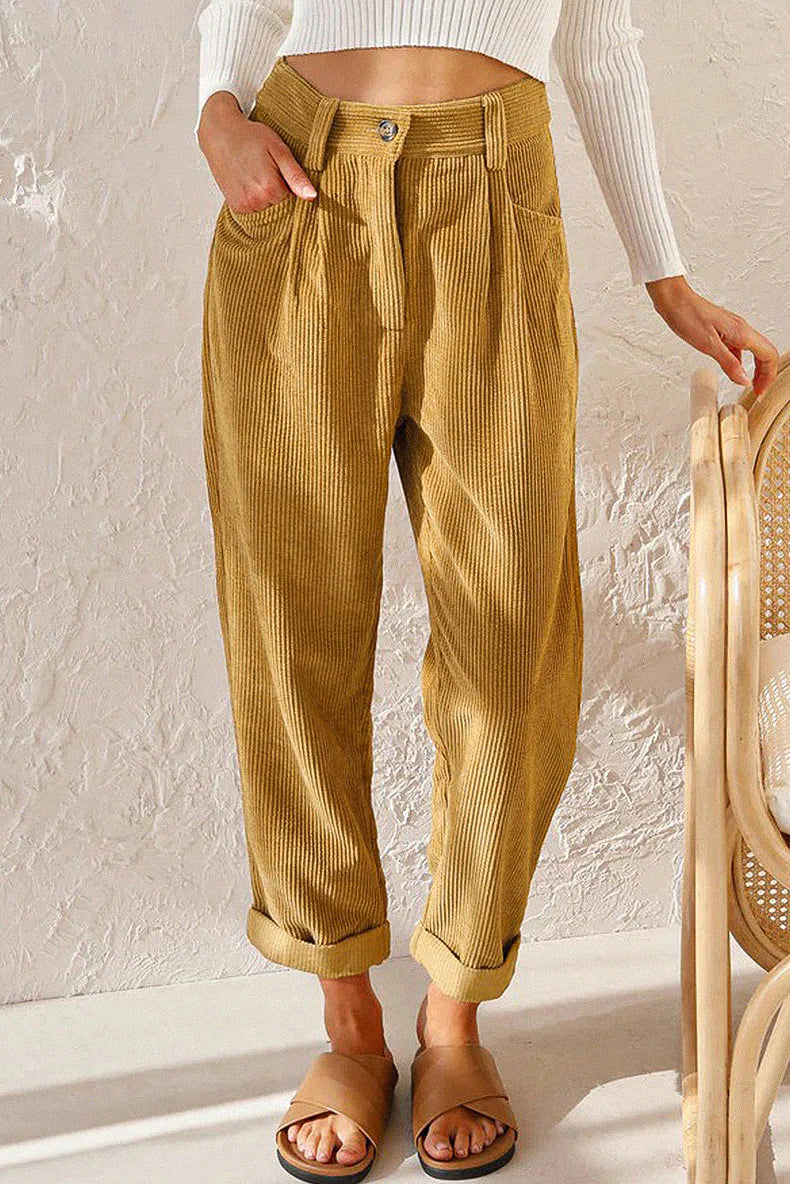 Budave | Velour Trousers With Mid-Rise Waist, Zipper And Side Pockets