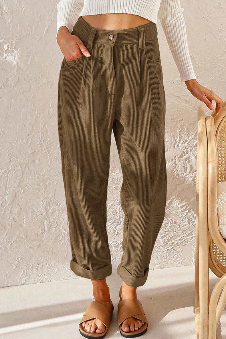 Budave | Velour Trousers With Mid-Rise Waist, Zipper And Side Pockets
