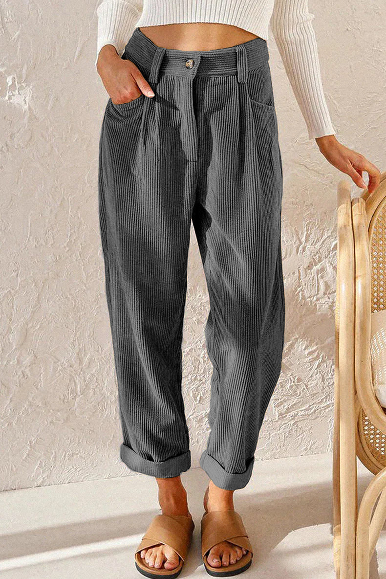 Budave | Velour Trousers With Mid-Rise Waist, Zipper And Side Pockets