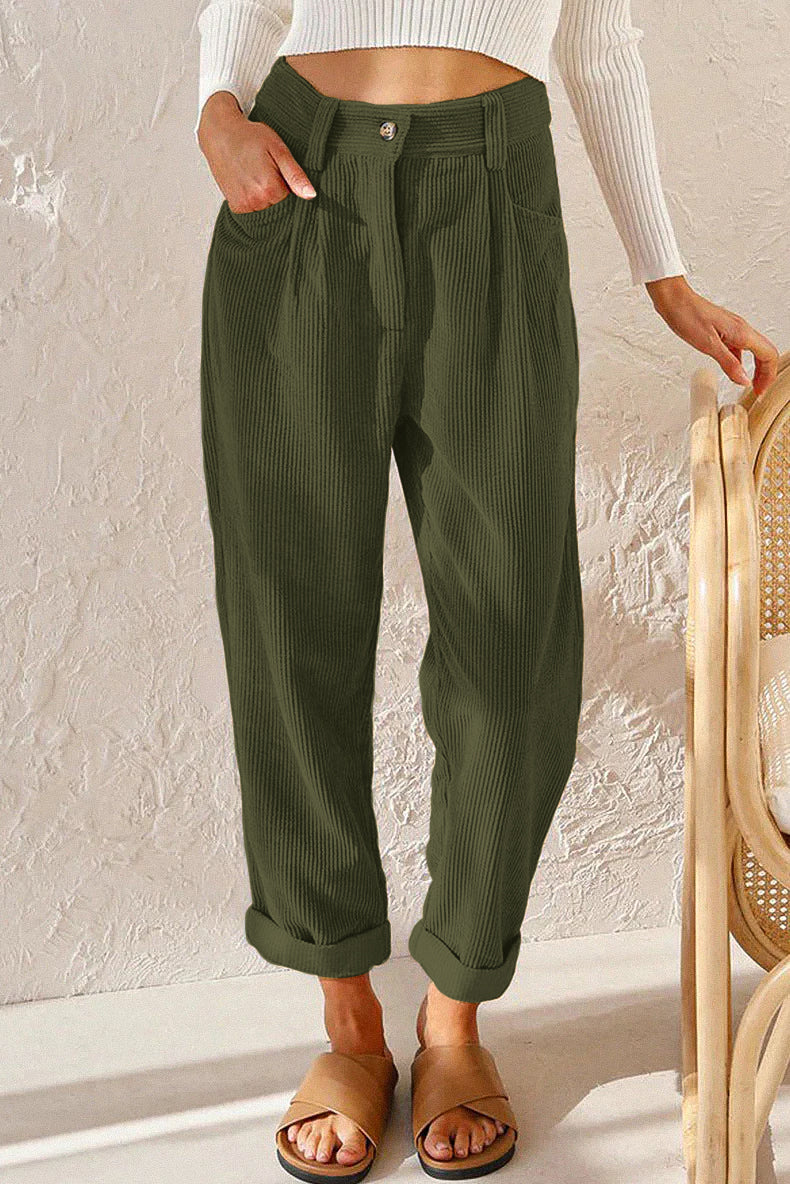 Budave | Velour Trousers With Mid-Rise Waist, Zipper And Side Pockets