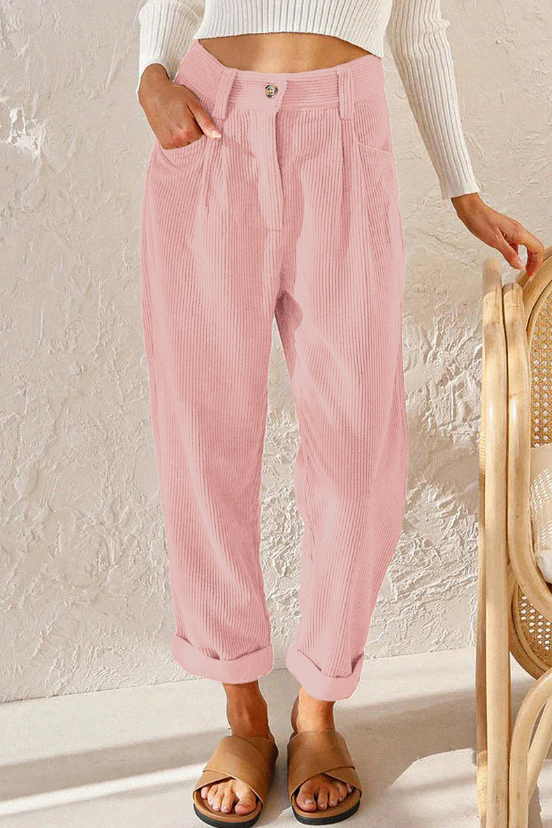 Budave | Velour Trousers With Mid-Rise Waist, Zipper And Side Pockets