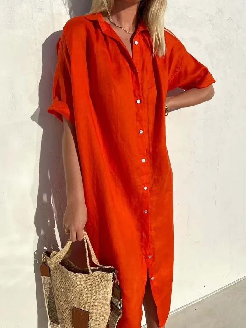 Solid Shirt Dress for Women