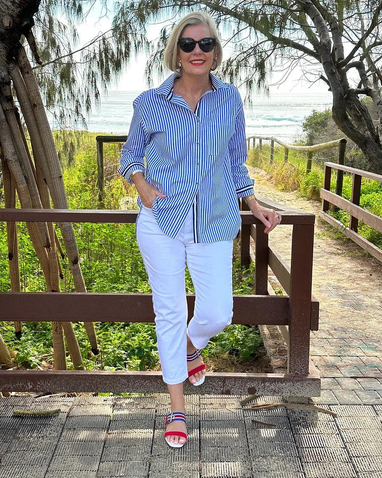 Striped Long Sleeve Shirt Women