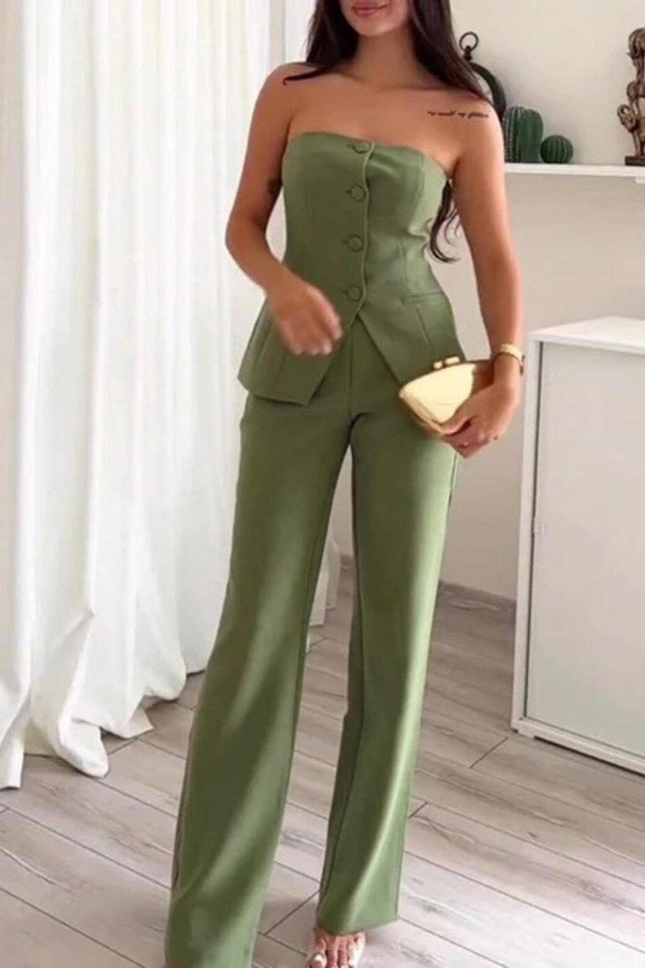 Stylish Strapless Jumpsuit For The Summer