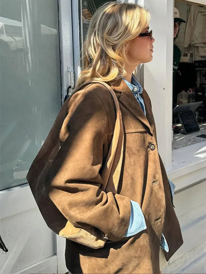 Suede-Style Blazer Office Jacket for Women