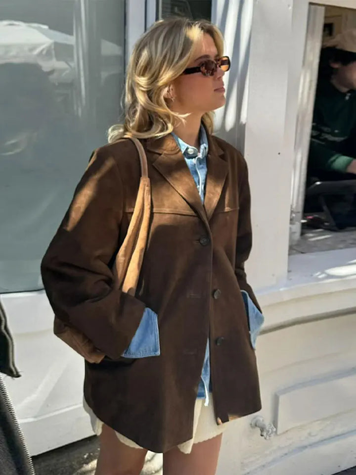 Suede-Style Blazer Office Jacket for Women