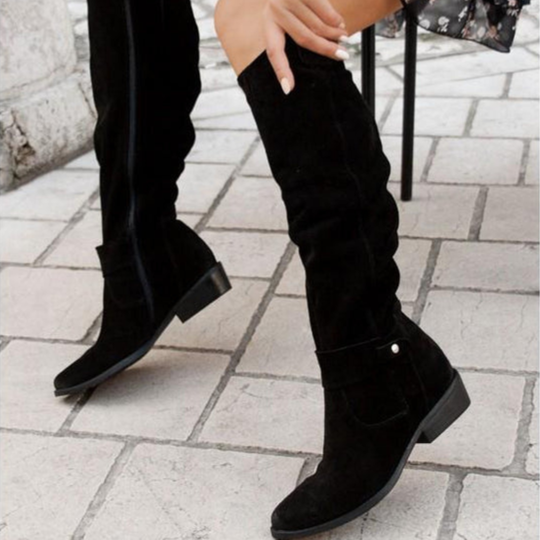 Suede Boots with Low Heel for Women