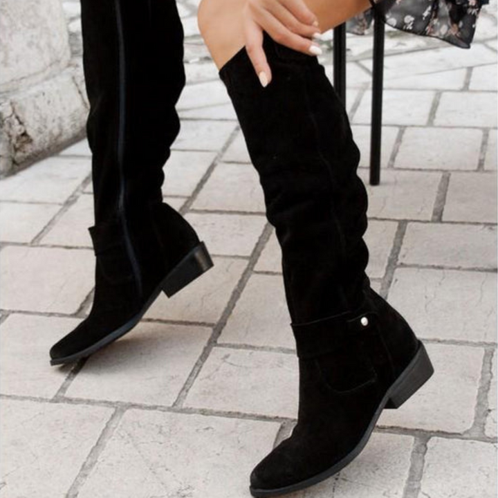 Suede Boots with Low Heel for Women