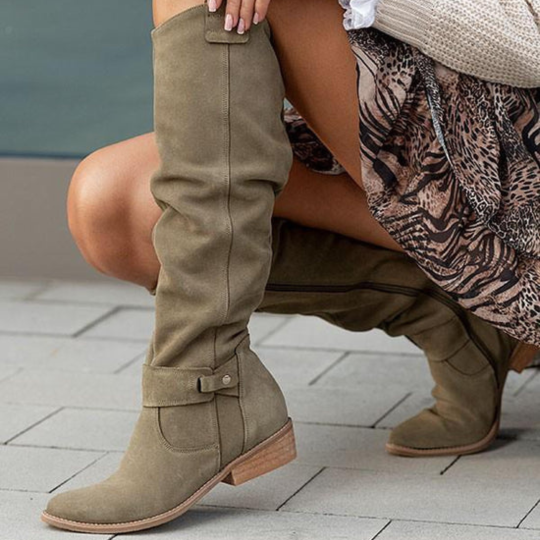 Suede Boots with Low Heel for Women