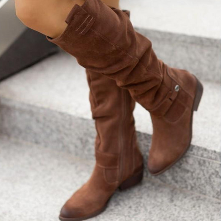 Suede Boots with Low Heel for Women