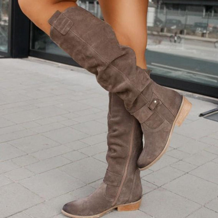 Suede Boots with Low Heel for Women