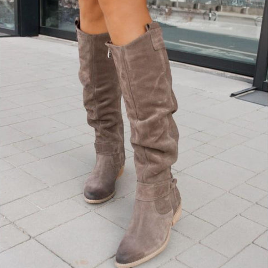 Suede Boots with Low Heel for Women